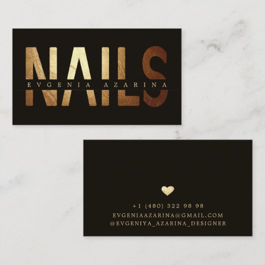 Luxe Nail Visitekaartje – Goud & Zwart Design (Voorkant / Achterkant)