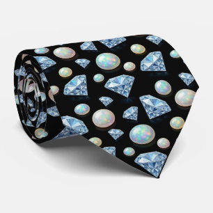 Luxe namaakzijde Diamant Opal Heren Stropdas