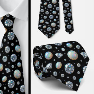 Luxe namaakzijde Diamant Opal Heren Stropdas