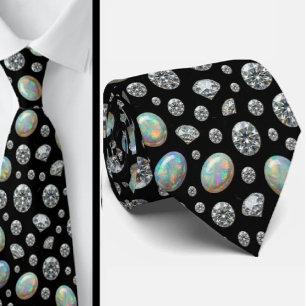 Luxe namaakzijde Diamant Opal Heren Stropdas