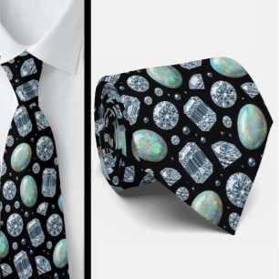 Luxe namaakzijde Diamant Opal Heren Stropdas