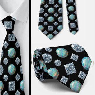 Luxe namaakzijde Diamant Opal Heren Stropdas