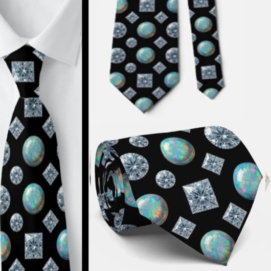 Luxe namaakzijde | Diamant Opal Heren Stropdas