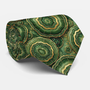 Luxe namaakzijde Groen + Goud Geode Stropdas