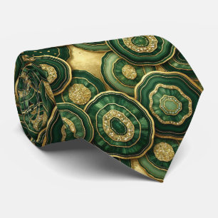 Luxe namaakzijde Groen + Goud Geode Stropdas