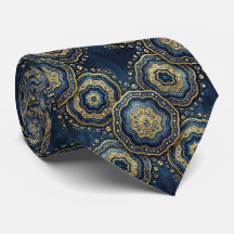 Luxe namaakzijde | Navyblauw + gouden geode halsdo