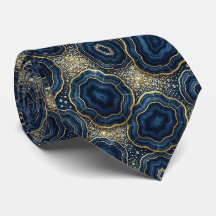 Luxe namaakzijde | Navyblauw + gouden geode halsdo