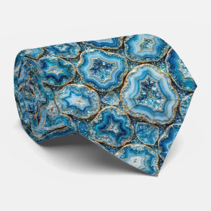 Luxe namaakzijde Oceaanblauwe geode stropdas