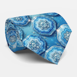 Luxe namaakzijde Oceaanblauwe geode stropdas