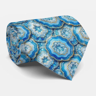 Luxe namaakzijde Oceaanblauwe geode stropdas