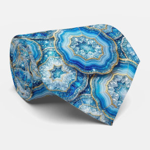 Luxe namaakzijde Oceaanblauwe geode stropdas