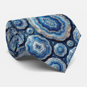 Luxe namaakzijde Oceaanblauwe geode stropdas