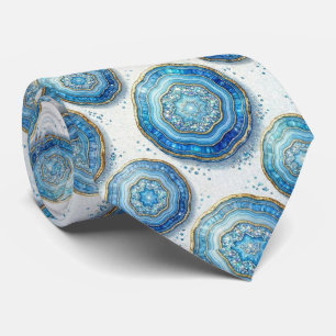 Luxe namaakzijde Oceaanblauwe geode stropdas