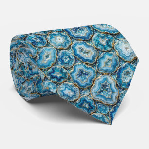 Luxe namaakzijde Oceaanblauwe geode stropdas