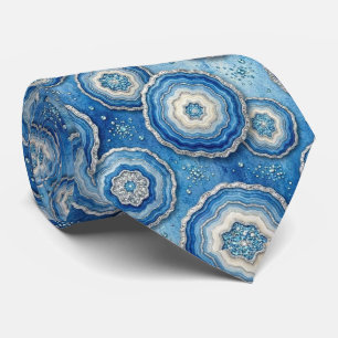 Luxe namaakzijde Oceaanblauwe geode stropdas