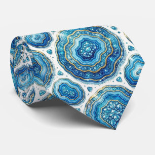 Luxe namaakzijde Oceaanblauwe geode stropdas