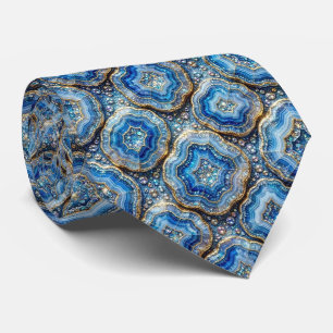 Luxe namaakzijde Oceaanblauwe geode stropdas