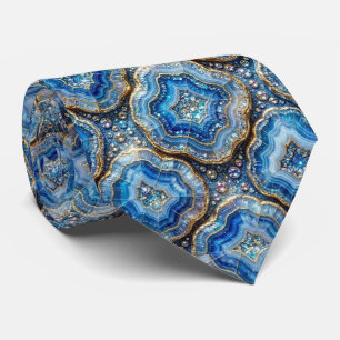 Luxe namaakzijde Oceaanblauwe geode stropdas