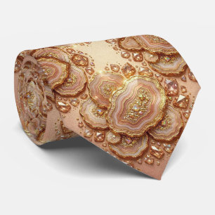 Luxe namaakzijde Roze Gouden Geode Halsdoek Stropdas