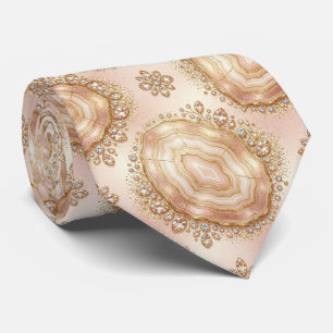 Luxe namaakzijde Roze Gouden Geode Halsdoek Stropdas