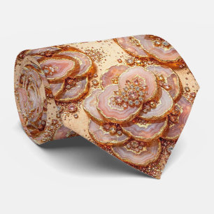 Luxe namaakzijde Roze Gouden Geode Halsdoek Stropdas