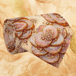 Luxe namaakzijde Roze Gouden Geode Halsdoek Stropdas