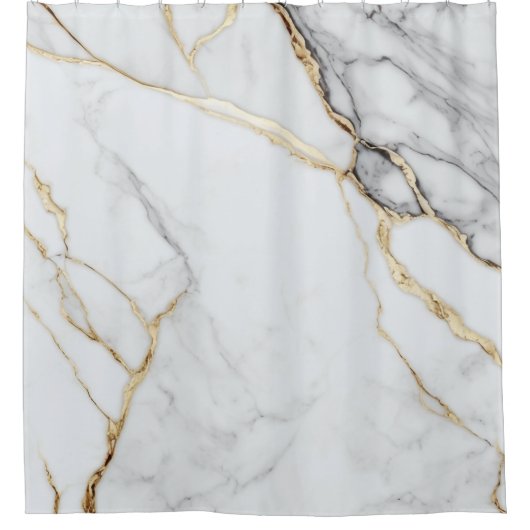 Luxe Natuurlijke Gouden Textuur Wit Marmer Douchegordijn (Voorkant)