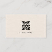 Luxe Natuurlijke Ivoor Linnen QR-code Visitekaartje (Achterkant)
