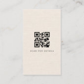 Luxe Natuurlijke Ivoren Linnen QR-code Visitekaartje (Achterkant)