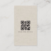 Luxe Natuurlijke Linnen QR-code Visitekaartje (Achterkant)