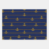 Luxe Nautical Navy en Gold Anchor Inpakpapier Vel (Voorkant 2)