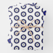 Luxe nautische saffier blauw & wit patroon inpakpapier vel (In situ)