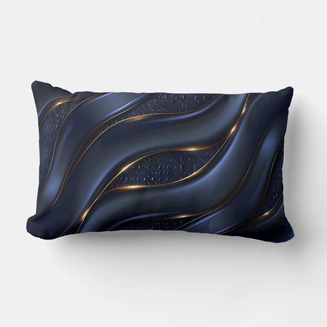 Luxe Navy blauw en goud Abstract Kussen (Voorkant)