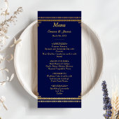 Luxe Navy Blauw en Goud bruiloft Menu