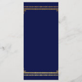 Luxe Navy Blauw en Goud bruiloft Menu (Achterkant)