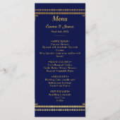 Luxe Navy Blauw en Goud bruiloft Menu (Voorkant)