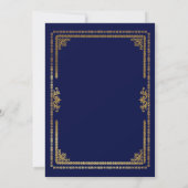 Luxe Navy Blauw en Goud Lijst bruiloft Kaart (Achterkant)
