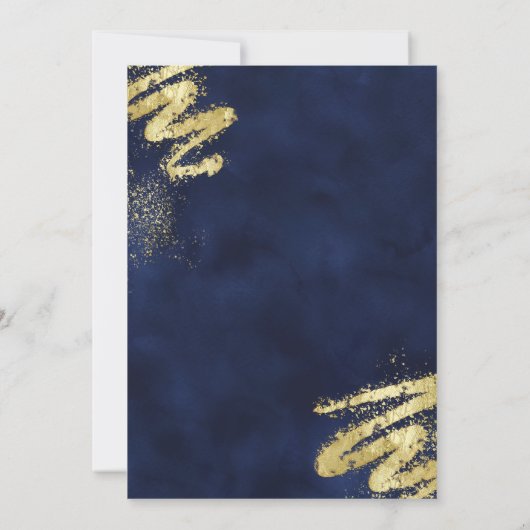 Luxe Navy Blauw en Goud Verrassingsfeestje Kaart (Achterkant)