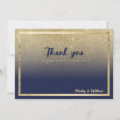 Luxe navy blauw goud ombre glitter Dank u Kaart (Voorkant)