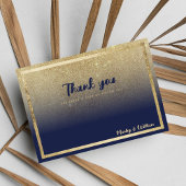 Luxe navy blauw goud ombre glitter Dank u Kaart