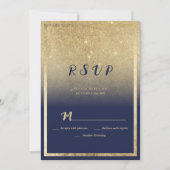 Luxe navy blauw goud ombre glitter RSVP Kaart (Voorkant)