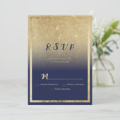 Luxe navy blauw goud ombre glitter RSVP Kaart (Staand voorkant)