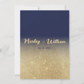 Luxe navy blauw goud ombre glitter RSVP Kaart (Achterkant)