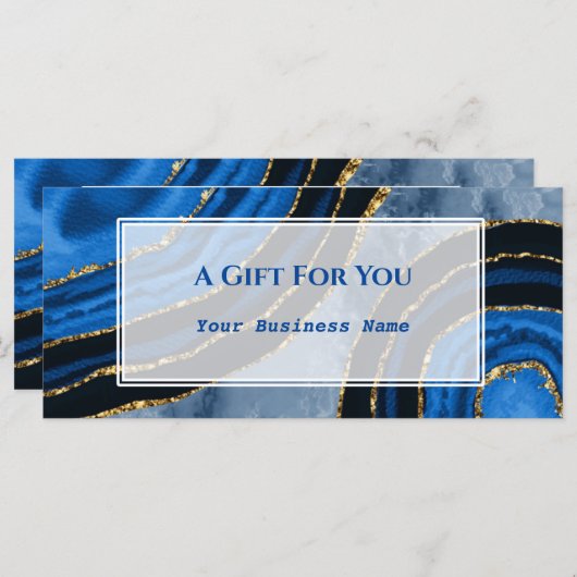 Luxe Navy Blauwe Agate Vergulde Certeficaat (Voorkant / Achterkant)