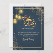 Luxe Navy Blauwe en Gouden Glitter Frame Iftar Kaart (Achterkant)