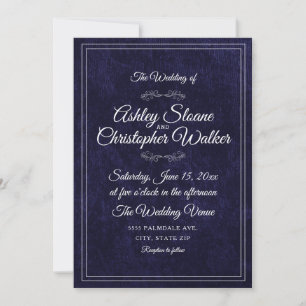 Luxe Navy Blauwe Fluwelen Witte Monogram QR-code Kaart