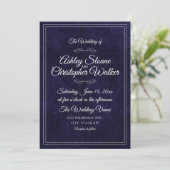 Luxe Navy Blauwe Fluwelen Witte Monogram QR-code Kaart (Staand voorkant)