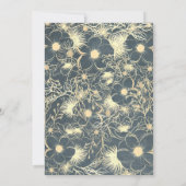 Luxe Navy Blauwe Gouden Bloem Bruiloft Kaart (Achterkant)