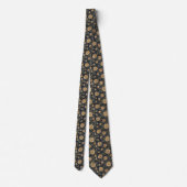 Luxe Navy Blauwe Gouden Bloemendamask Stropdas (Achterkant)