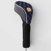 Luxe Navy Blauwe & Gouden Lattice Monogram Golfheadcover (Schuin)